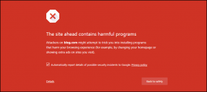 The site ahead contains harmful programs