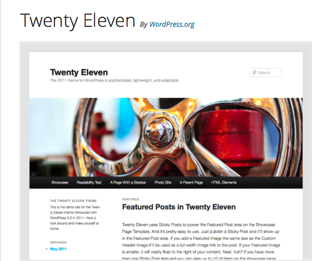 Twenty eleven WordPress theme